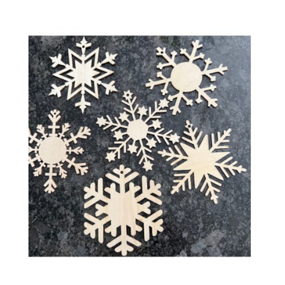 Wooden Cutout Ornaments to Decorate DIY Christmas Décor Snowflakes 29 Ct Pack